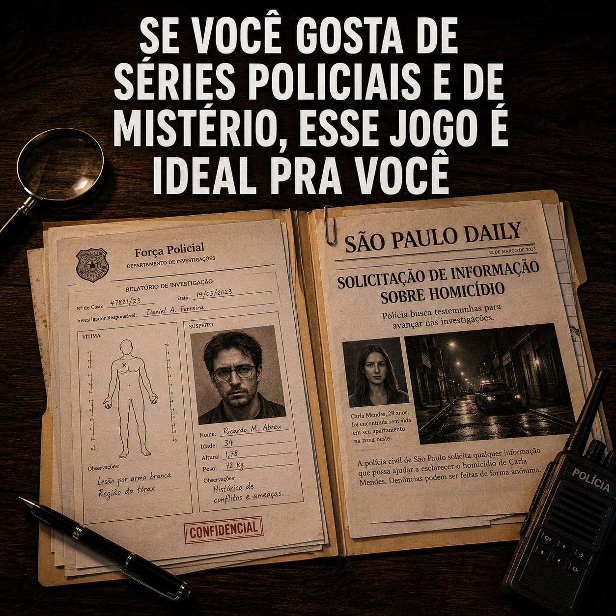 JOGOS DE DETETIVE – HOJE 3X1 – LEVE 3 CASOS + 7 CASOS EXPRESS DE PRESENTE